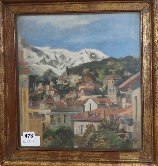 Sara Beatrice Dibdin, oil on board, Sunshine and Snow, Menton, monogrammed and dated 1926,